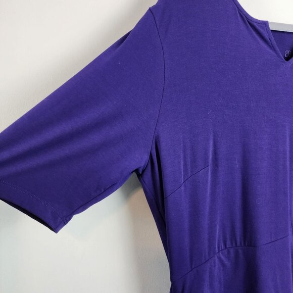 Betabrand Womens 2XL Purple Draped Dress Short Sleeve Soft - Picture 2 of 7